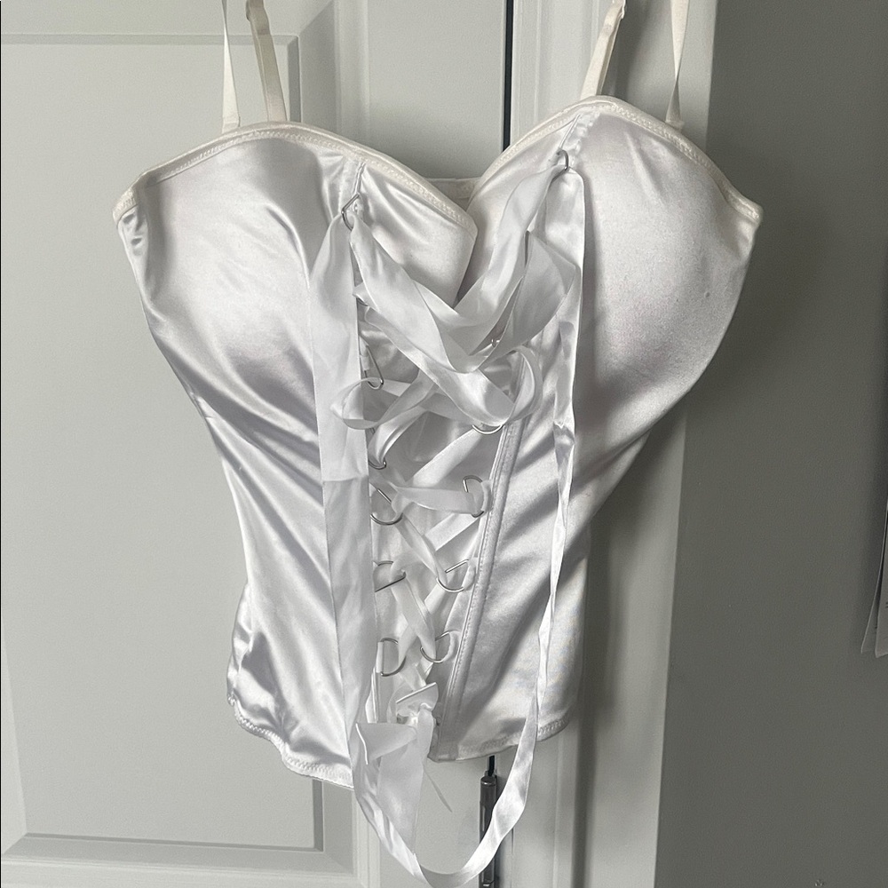 Spirit White Satin Lace-Up Corset Top